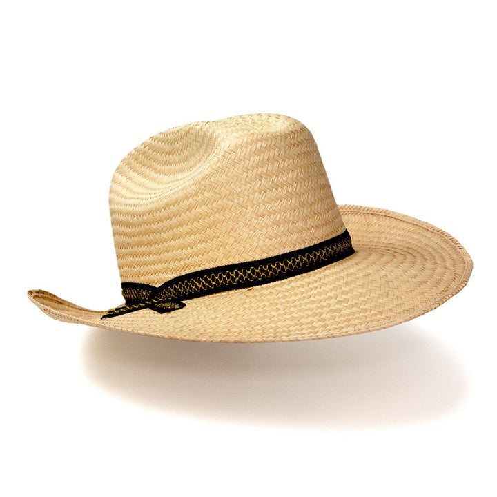 Natural Straw Western Cattleman Hat with Ribbon Hat Band