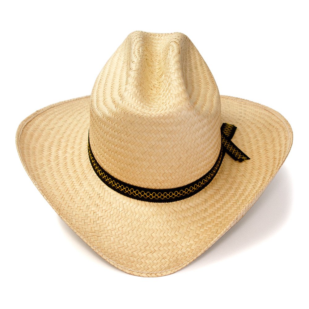 Natural Straw Western Cattleman Hat with Ribbon Hat Band