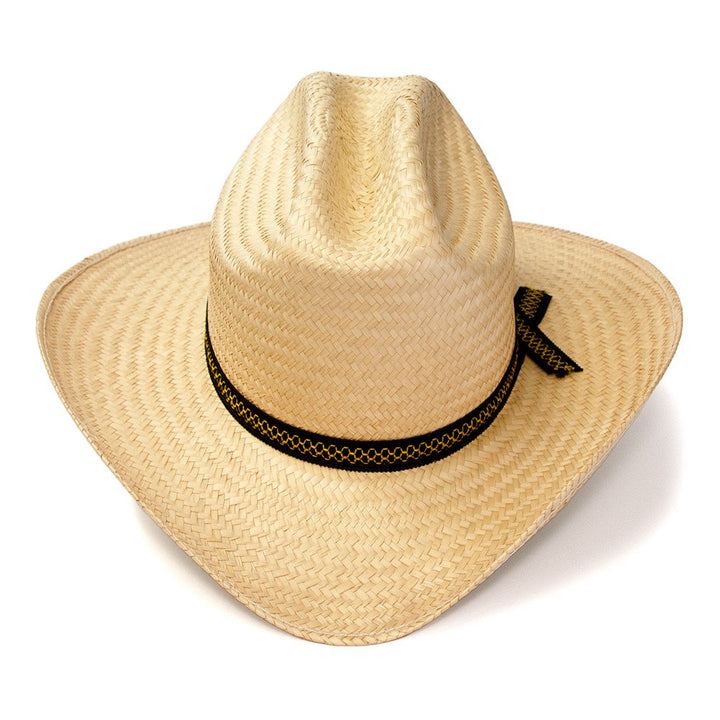 Natural Straw Western Cattleman Hat with Ribbon Hat Band