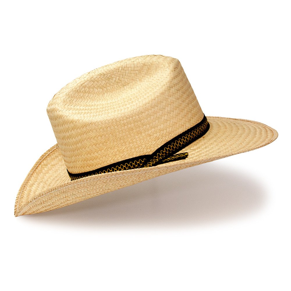 Natural Straw Western Cattleman Hat with Ribbon Hat Band