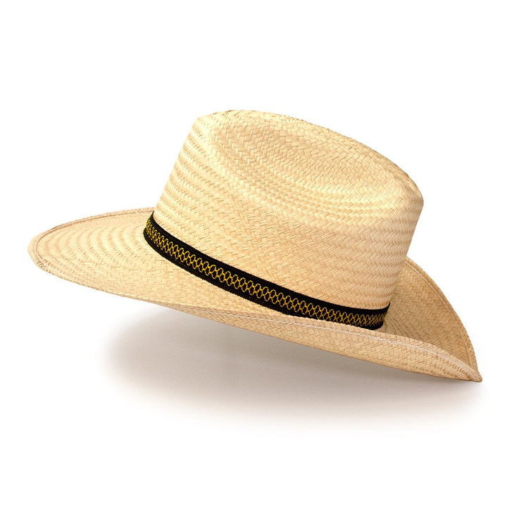 Natural Straw Western Cattleman Hat with Ribbon Hat Band