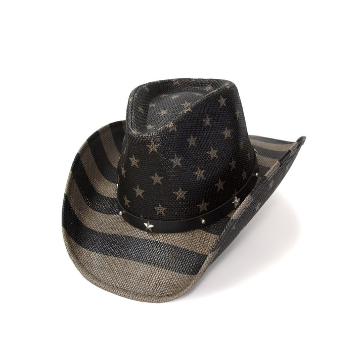 Black &amp; Gray Americana Straw Western Hat