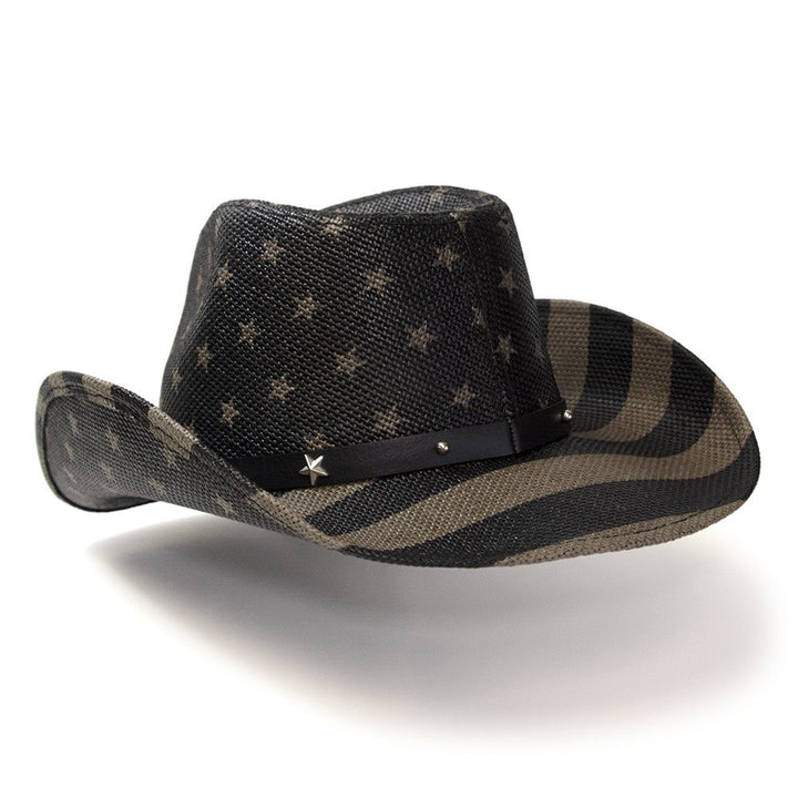 Black &amp; Gray Americana Straw Western Hat