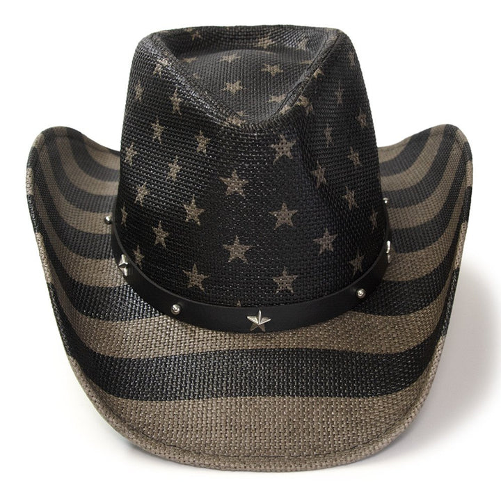 Black &amp; Gray Americana Straw Western Hat