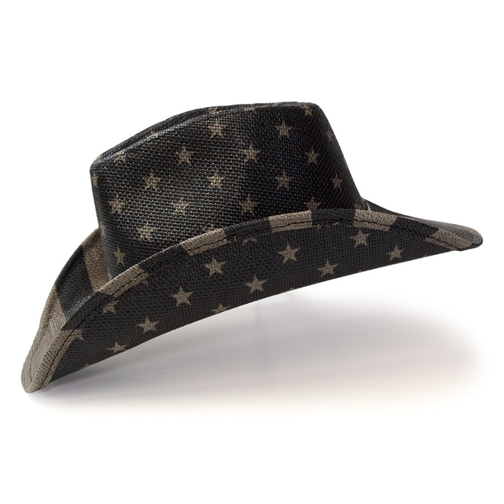 Black &amp; Gray Americana Straw Western Hat