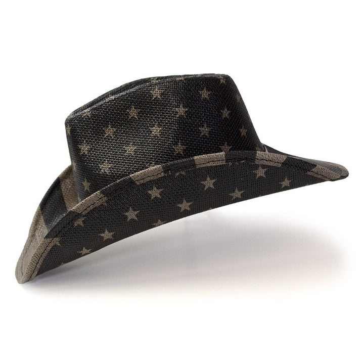 Black &amp; Gray Americana Straw Western Hat