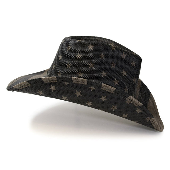 Black &amp; Gray Americana Straw Western Hat
