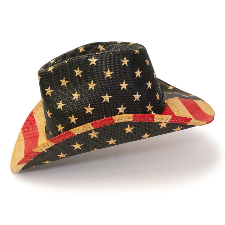 Red, Brown &amp; Blue Americana Straw Western Hat