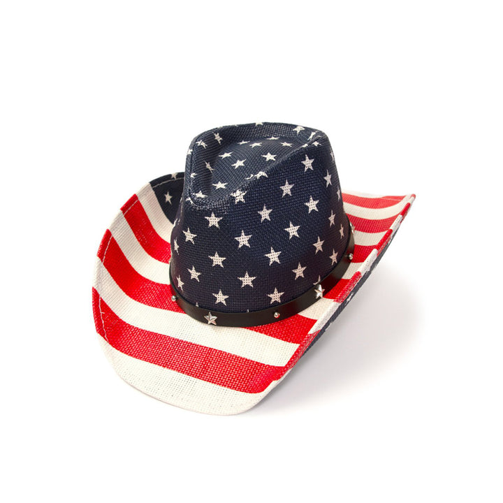 Red, White &amp; Blue Americana Straw Western Hat