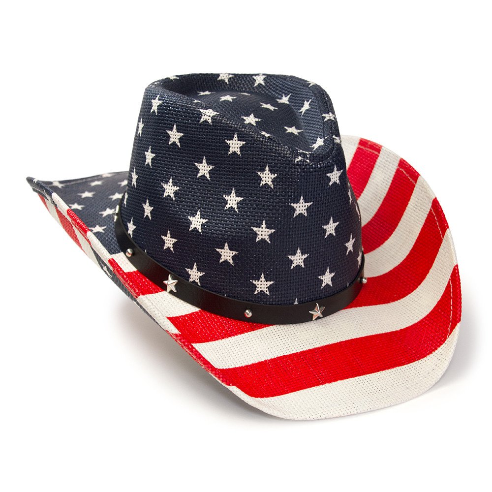 Red, White &amp; Blue Americana Straw Western Hat