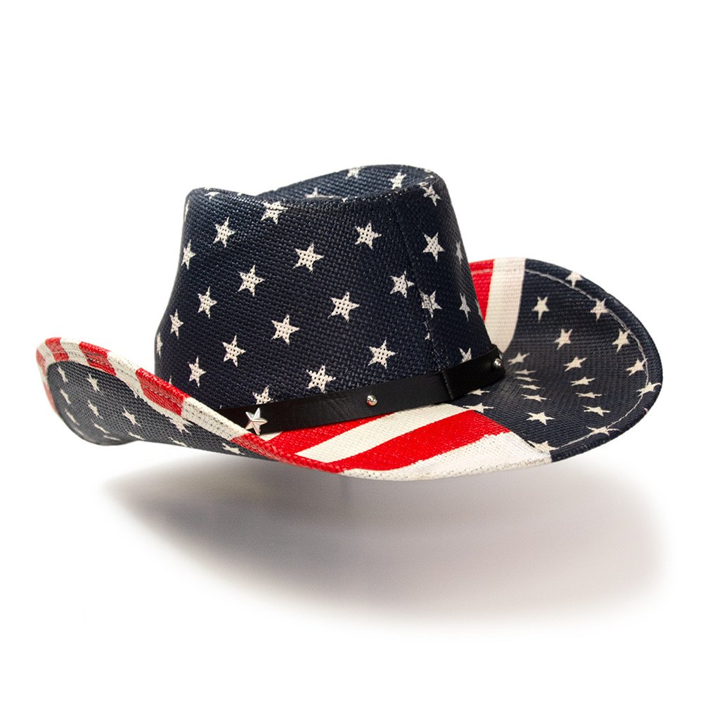 Red, White &amp; Blue Americana Straw Western Hat