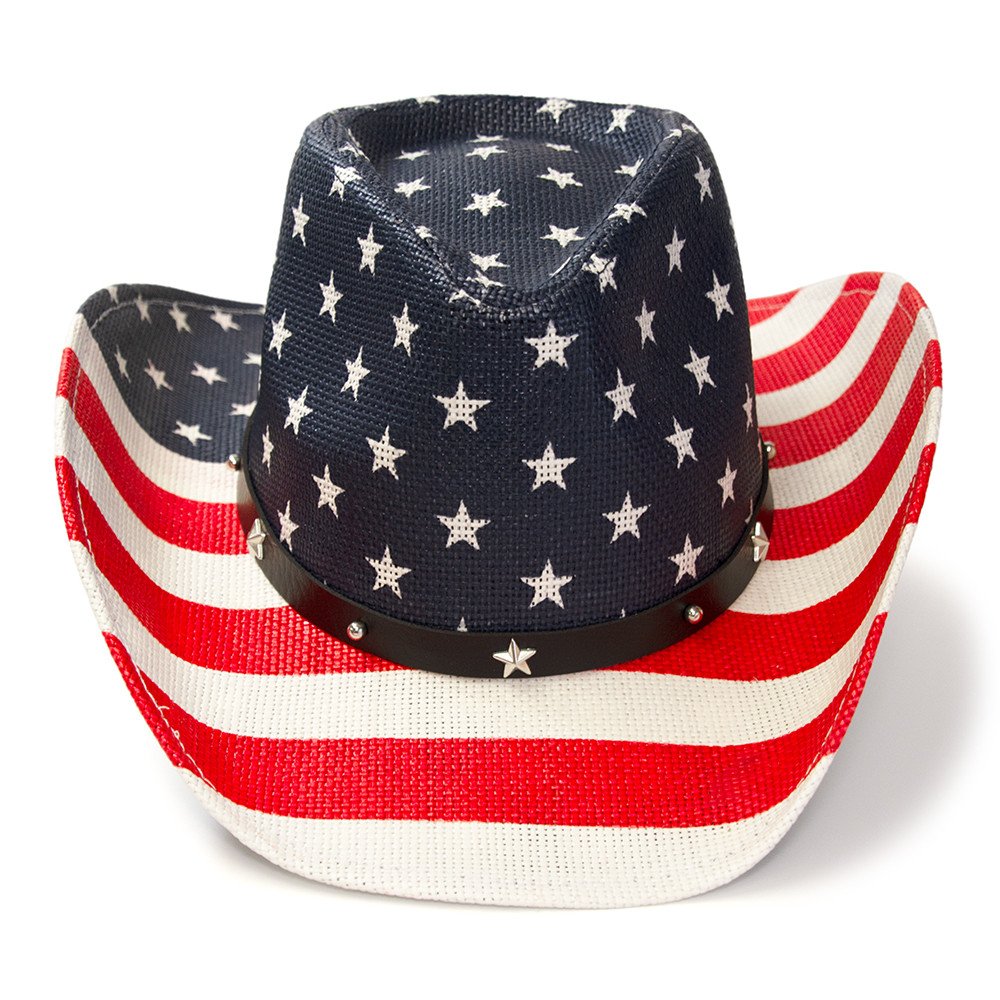 Red, White &amp; Blue Americana Straw Western Hat