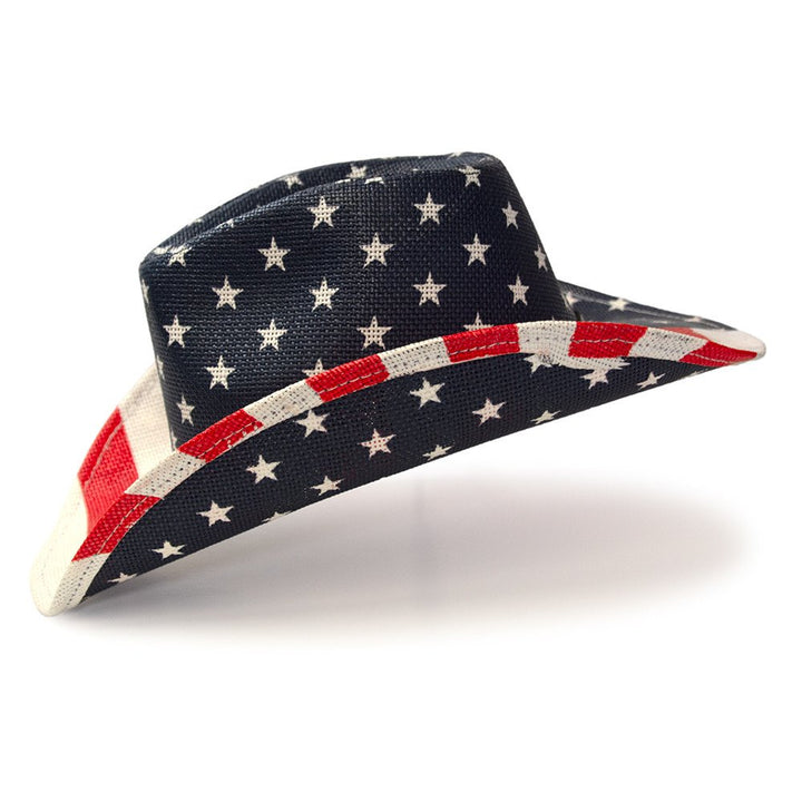 Red, White &amp; Blue Americana Straw Western Hat