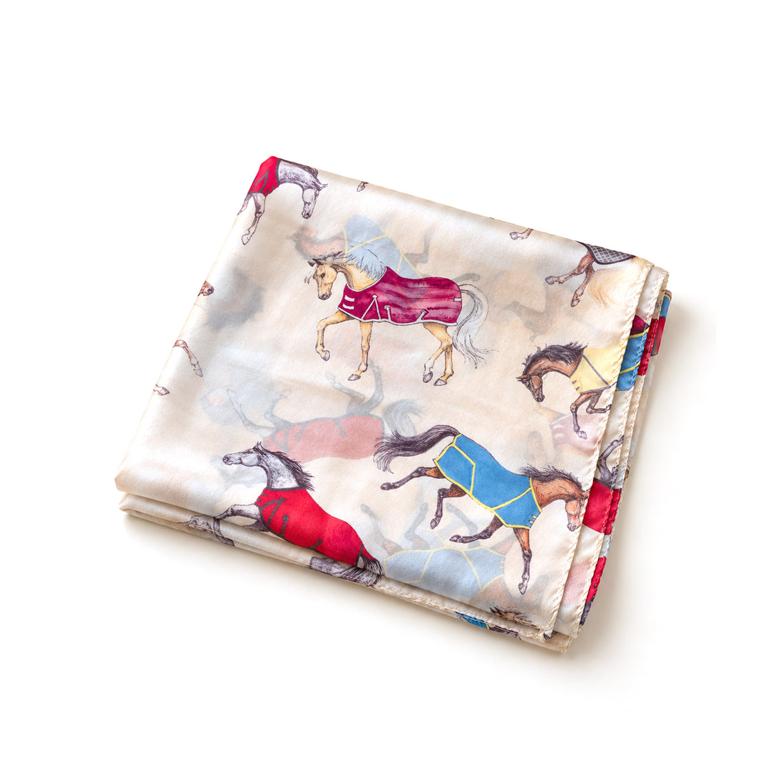 Horses in Blankets Square Scarf - Multi