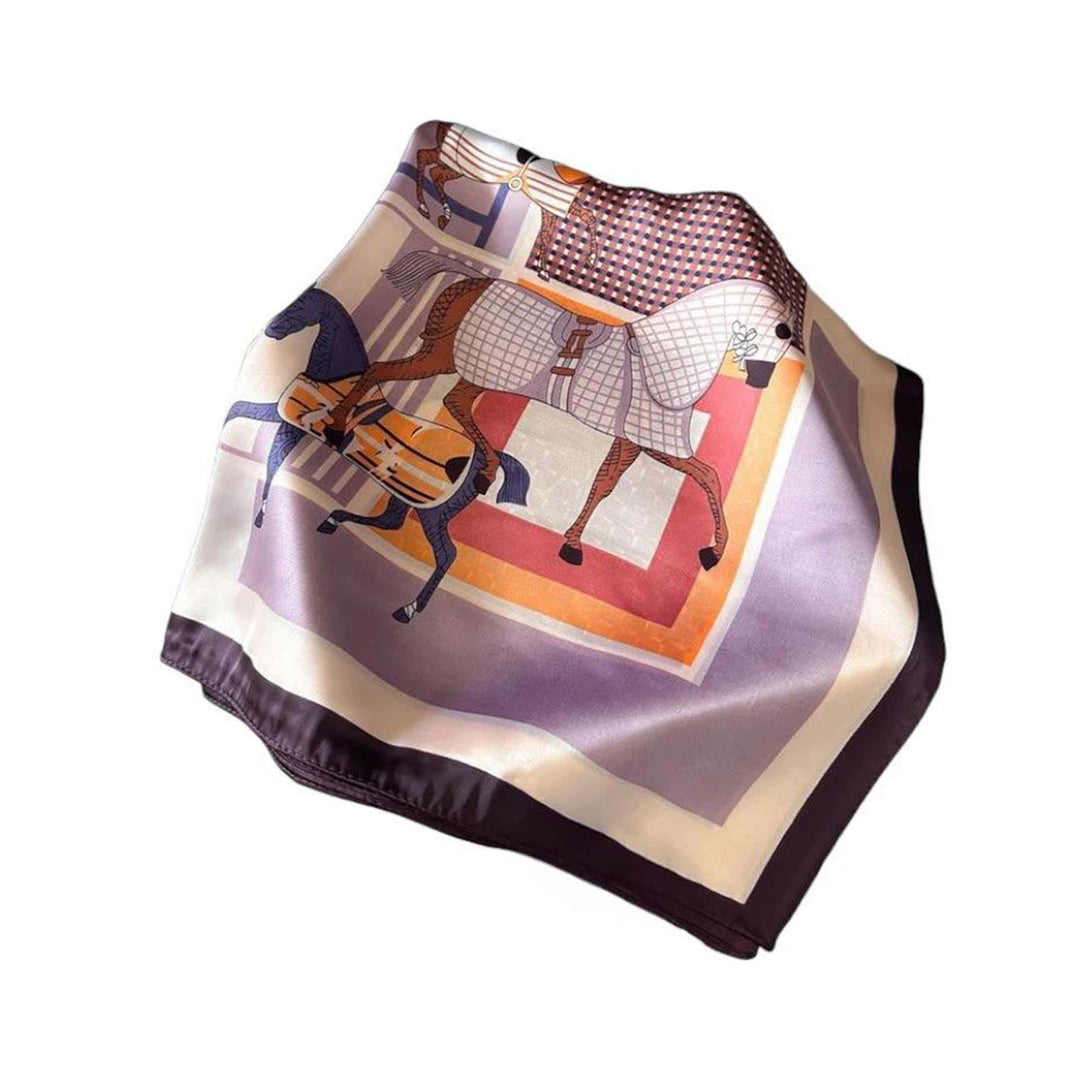Equestrian Geometric Print Square Scarf - Multi