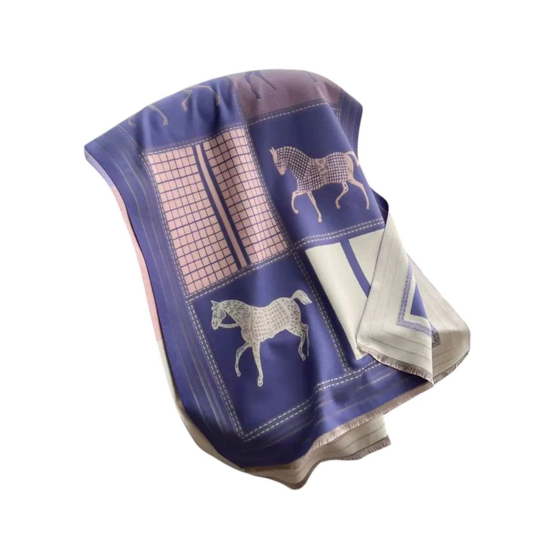 Horse Stripe Print Scarf - Blue