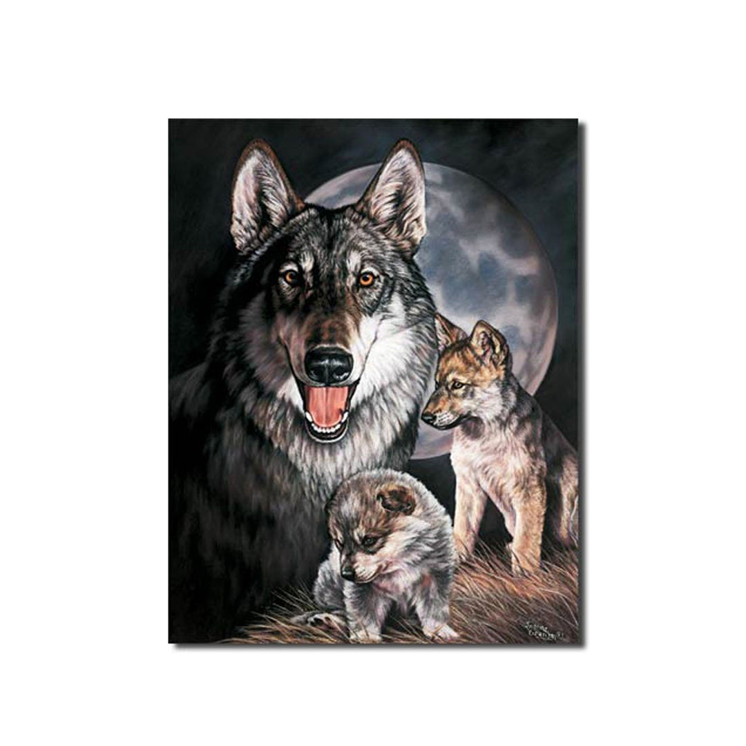 Wolf Pack with Moon Tin Sign