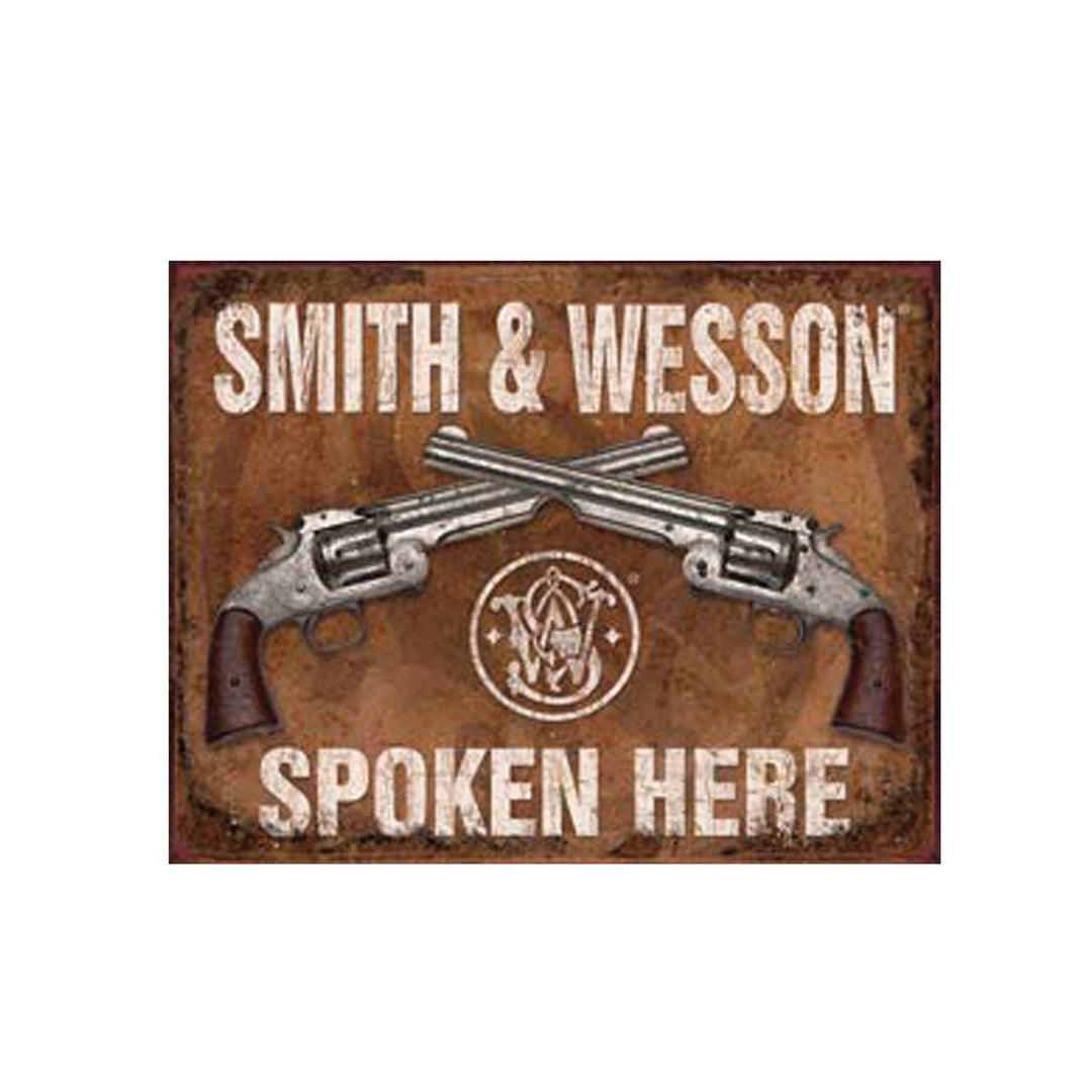 Smith &amp; Wesson Spoken Here Tin Sign