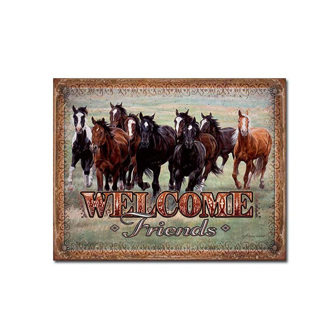 Welcome Friends Tin Sign