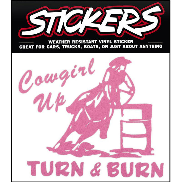 Pink Cowgirl Up, Turn &amp; Burn Sticker