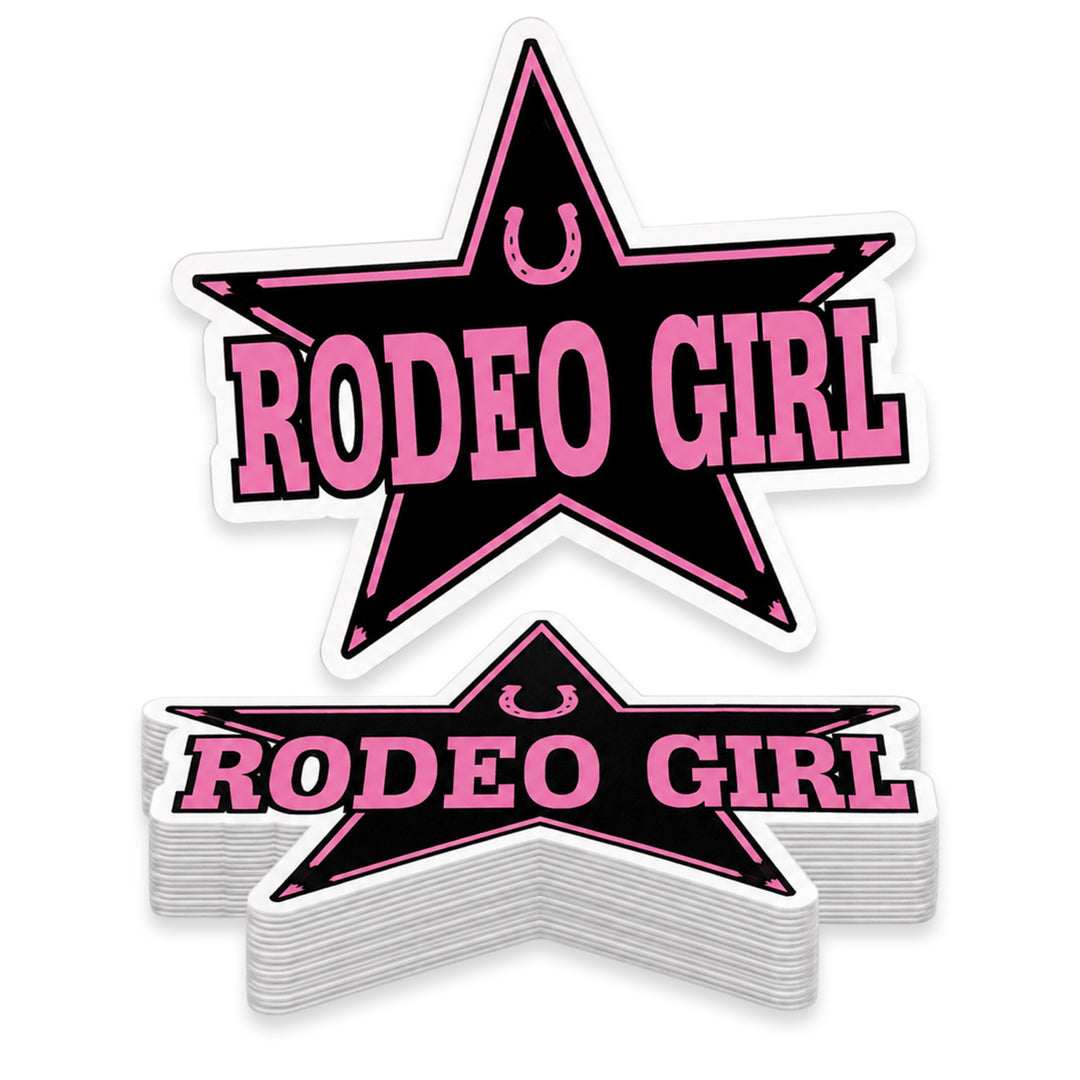 Rodeo Girl Pink Star Weather Resistant Die-Cut Sticker - 6 x 8 in