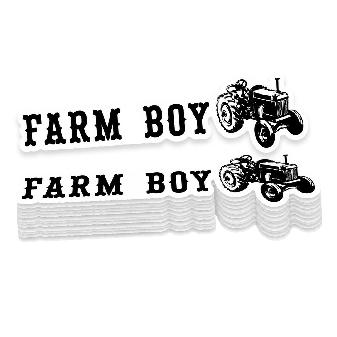 Farm Boy Tractor Weather Resistant Die-Cut Sticker - 3 x 10 in
