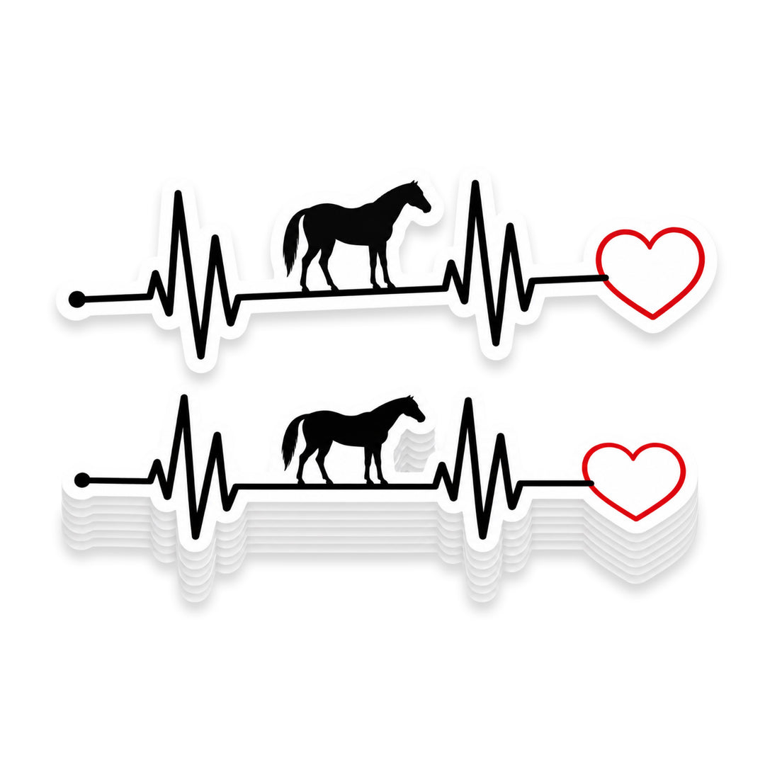 Horse Heartbeat Heart Weather Resistant Die-Cut Sticker - 3 x 10 in