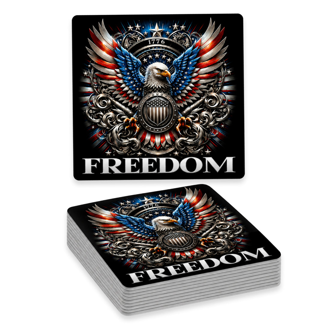 Freedom Bald Eagle Patriotic Weather Resistant Die-Cut Sticker - 6 x 6 in