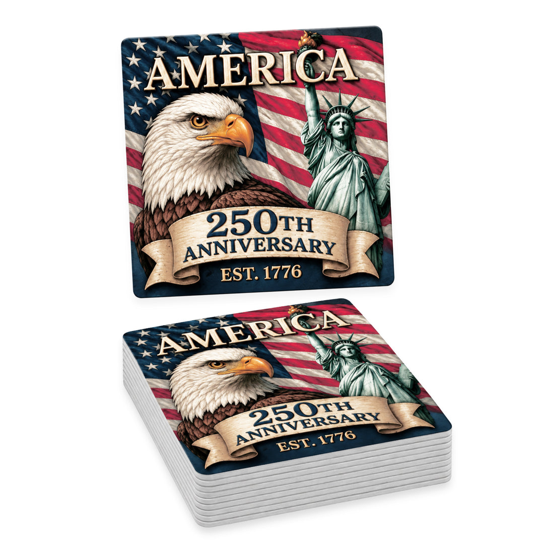 America 250th Anniversary Eagle Statue of Liberty Weather Resistant Die-Cut Sticker - 6 x 6 in