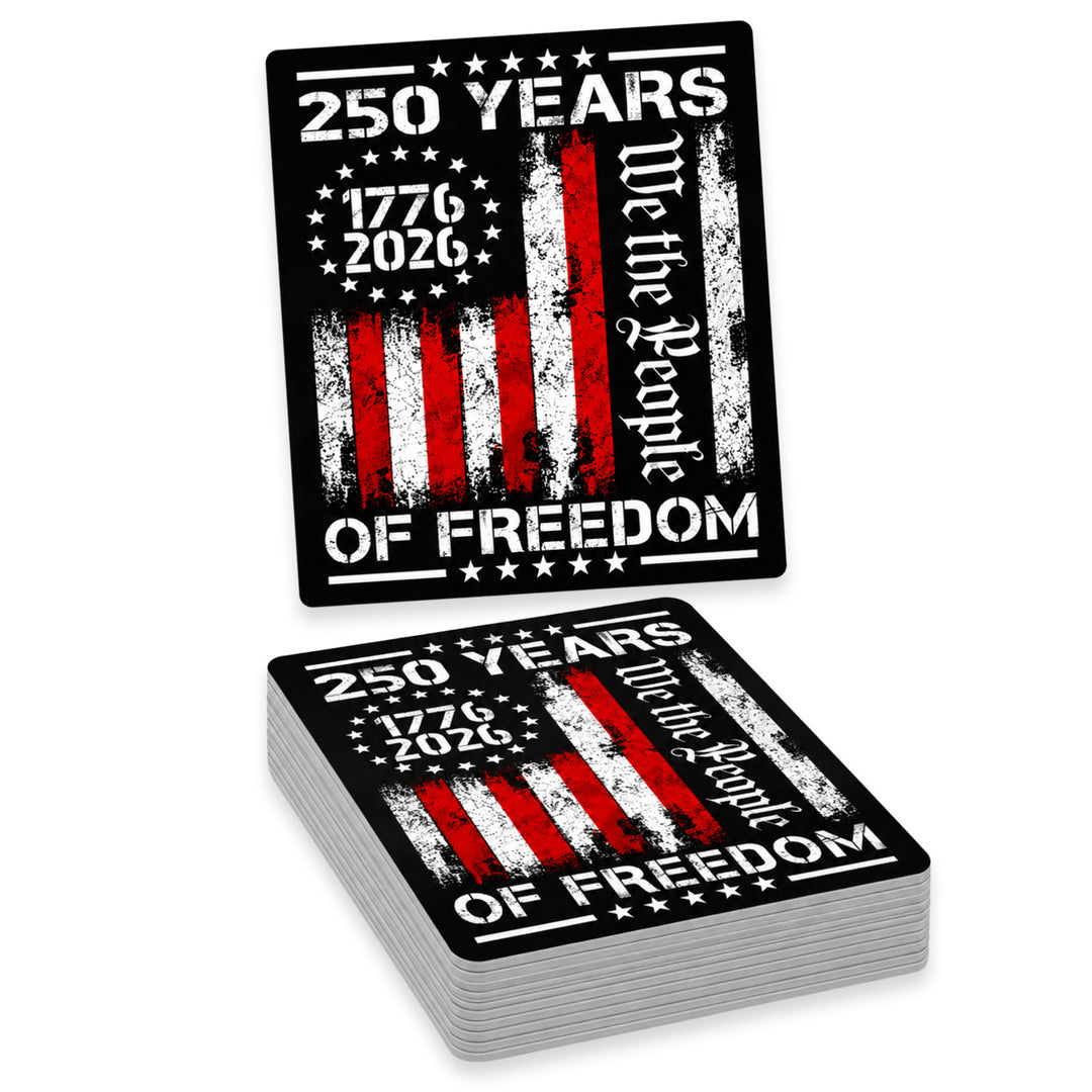 250 Years of Freedom We the People Distressed Flag Weather Resistant Die-Cut Sticker - 6 x 6 in