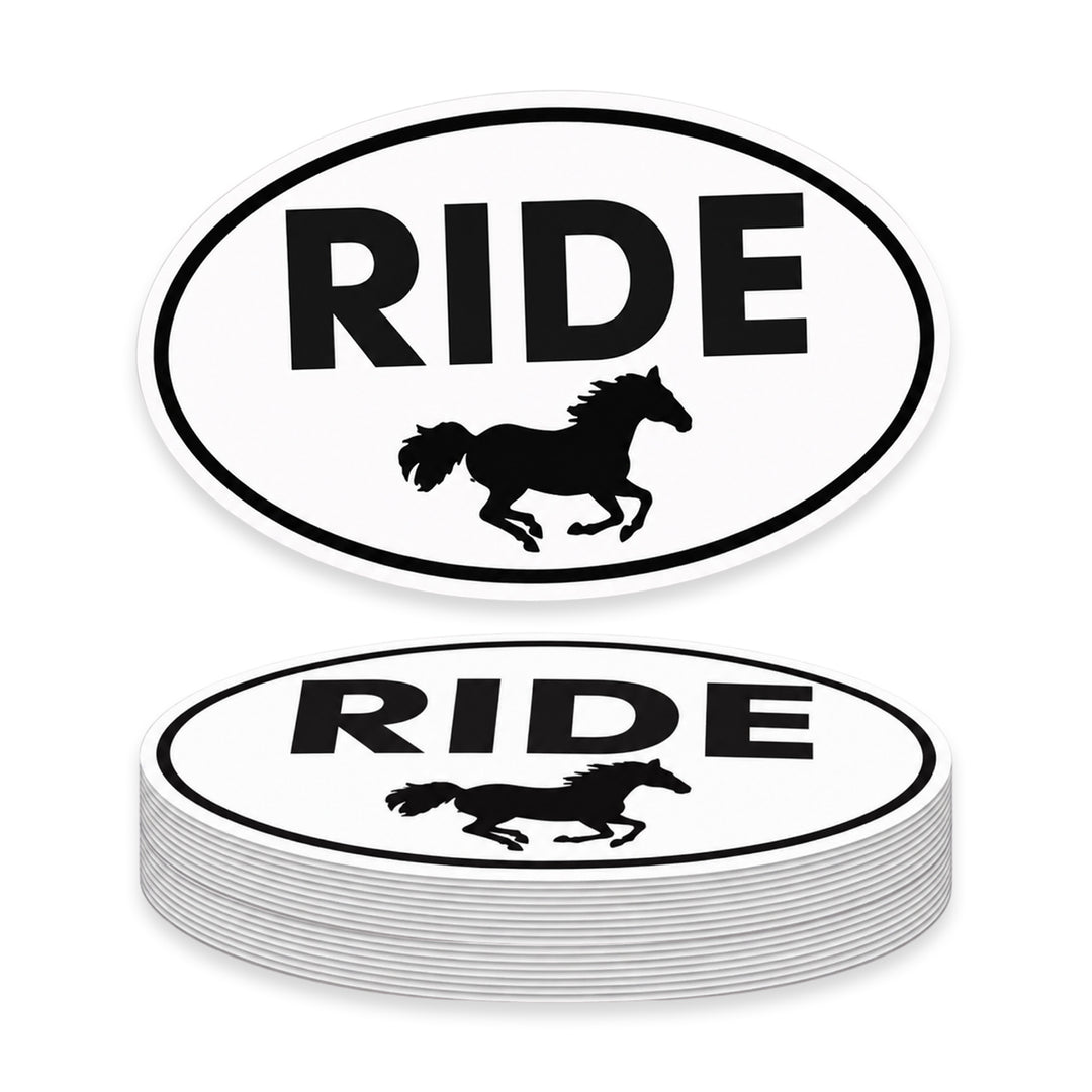 Ride Oval Horse Weather Resistant Die-Cut Sticker - 6 x 8 in