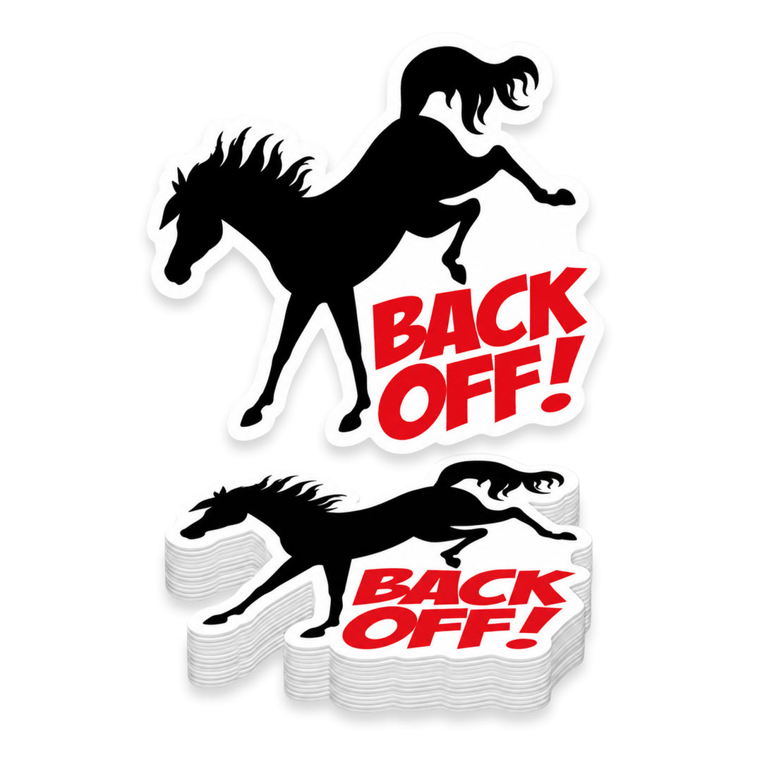 Back Off Kicking Horse Weather Resistant Die-Cut Sticker - 6 x 8 in