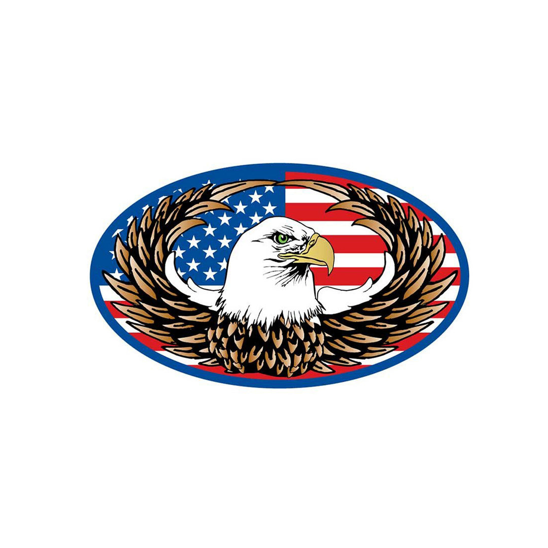 Eagle on American Flag Oval Sticker