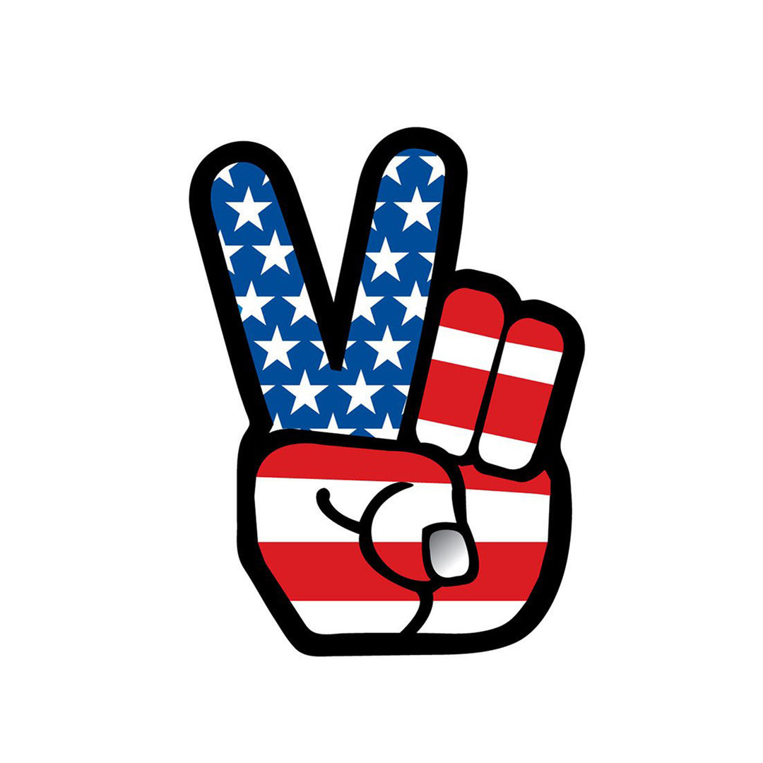 American Flag Peace Fingers Die-cut Sticker