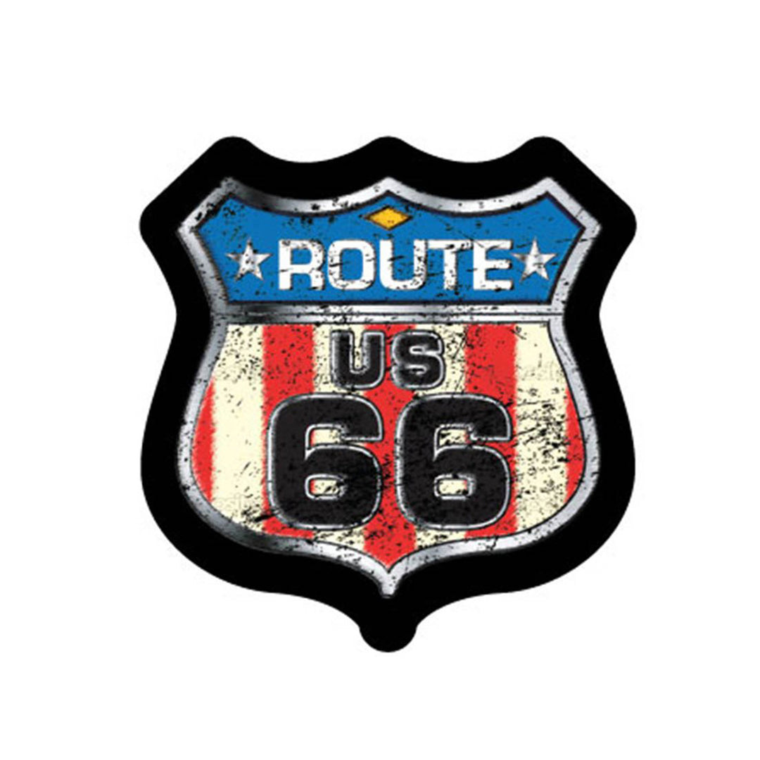 Rt 66 Shield with Distressed Flag Die-cut Sticker