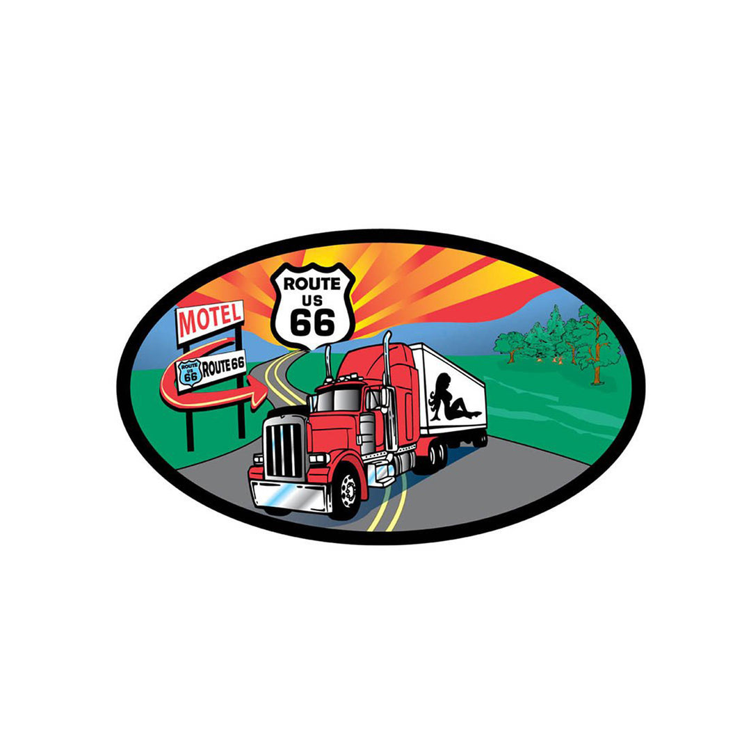 Rt 66 Motel Trucker Oval Sticker