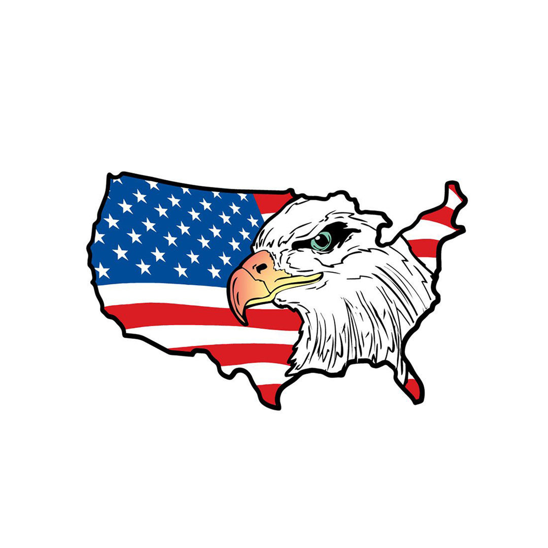 Map with Eagle &amp; American Flag Die-cut Sticker