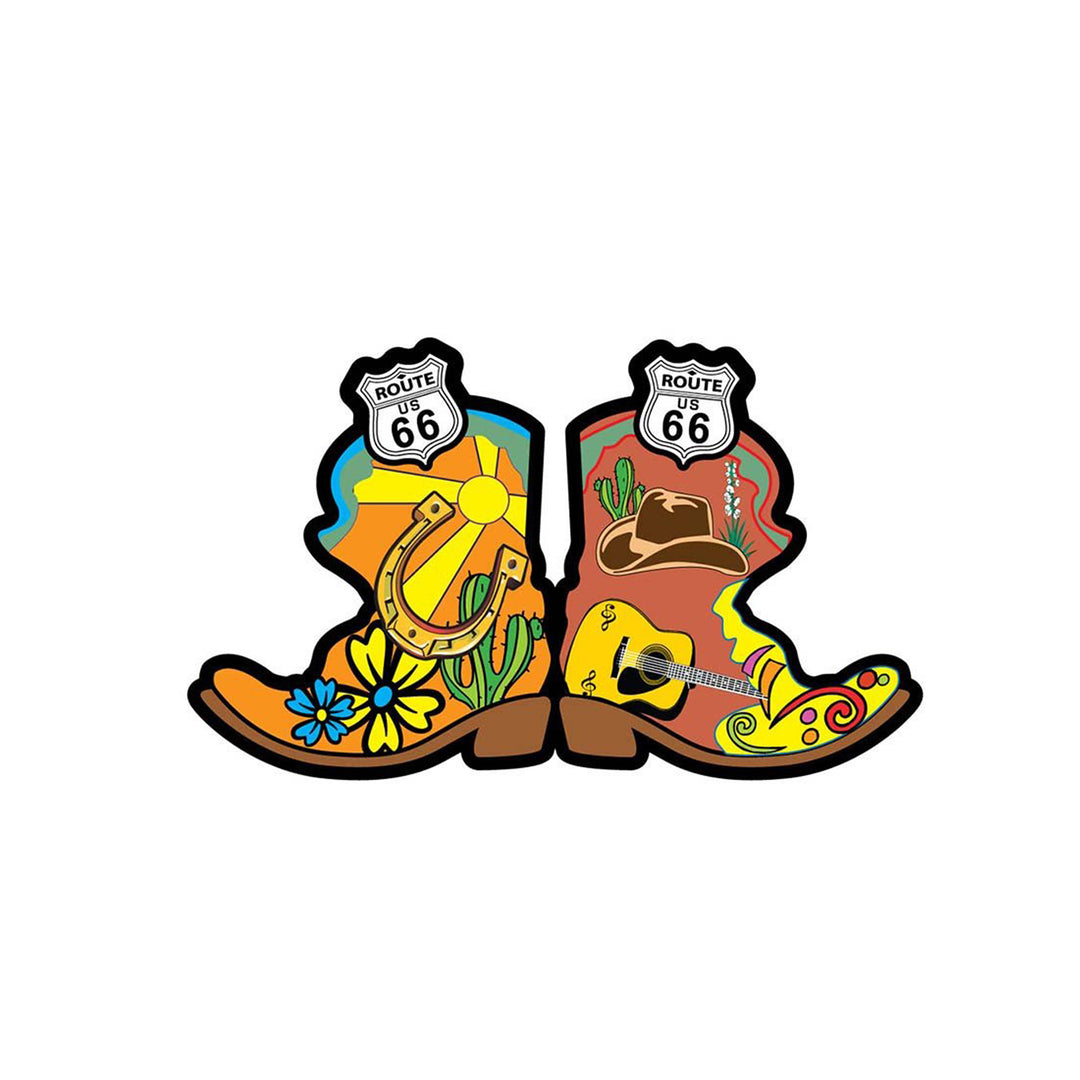 Fancy Boots &amp; Rt 66 Die-cut Sticker