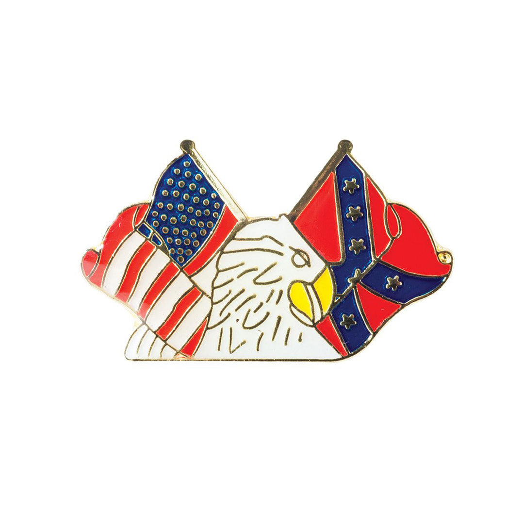 Eagle with American &amp; Rebel Flag Pin