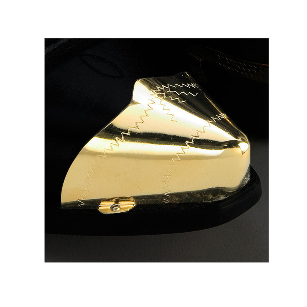 Pointed Brass Boot Tips with Engraved Zigzags