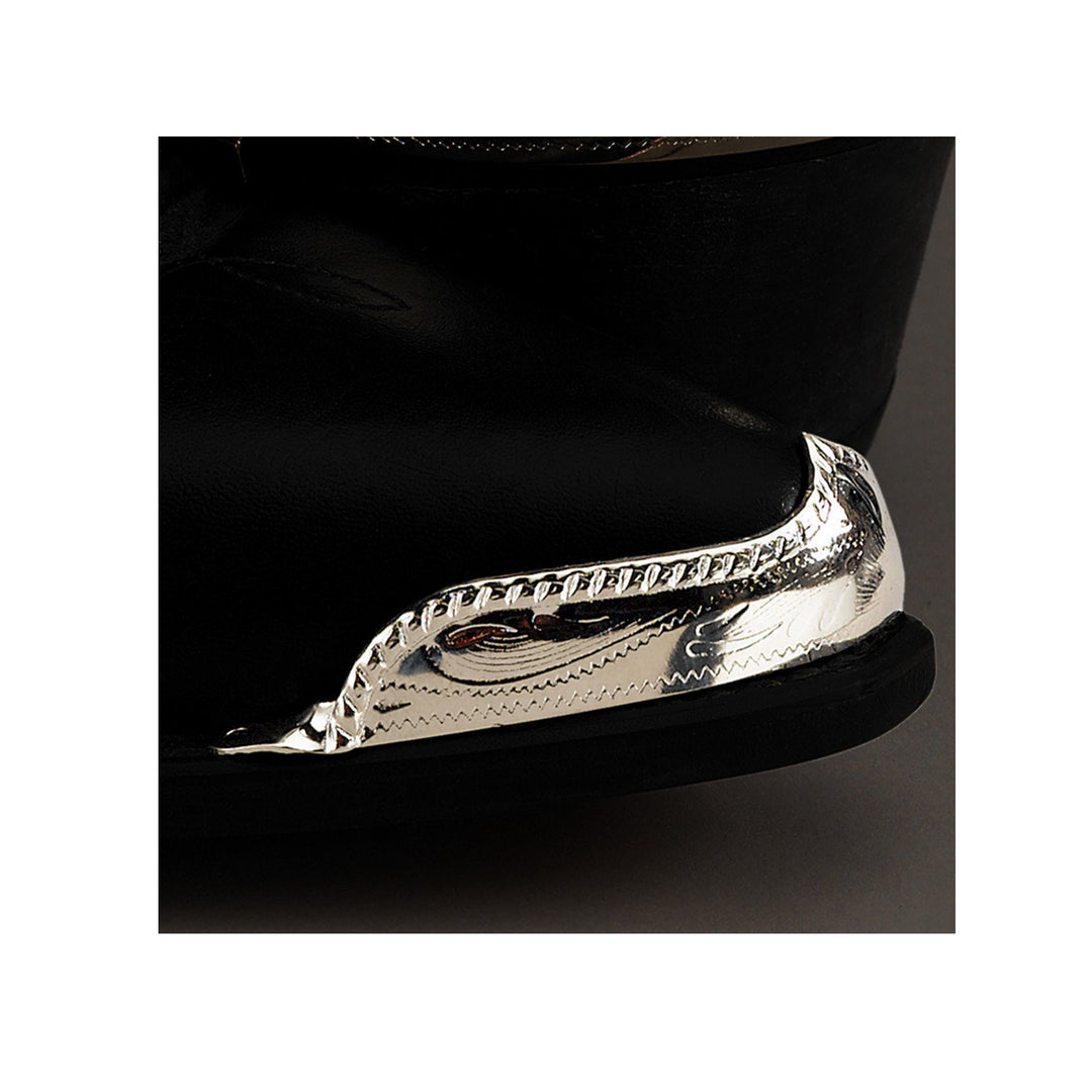 Engraved Silver Boot Tips with Roped Edge