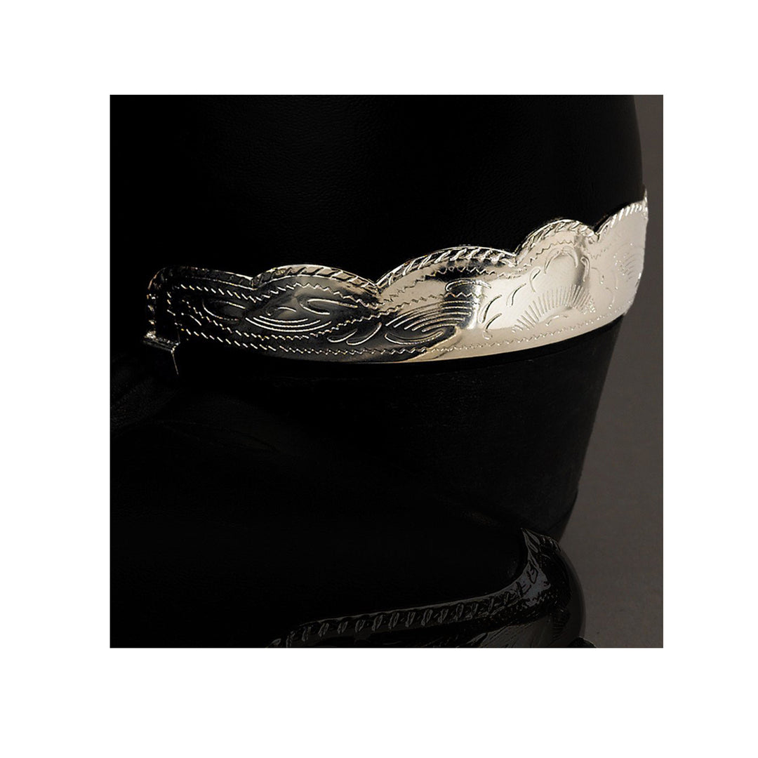 Engraved Silver Heel Guards with Scalloped Edges