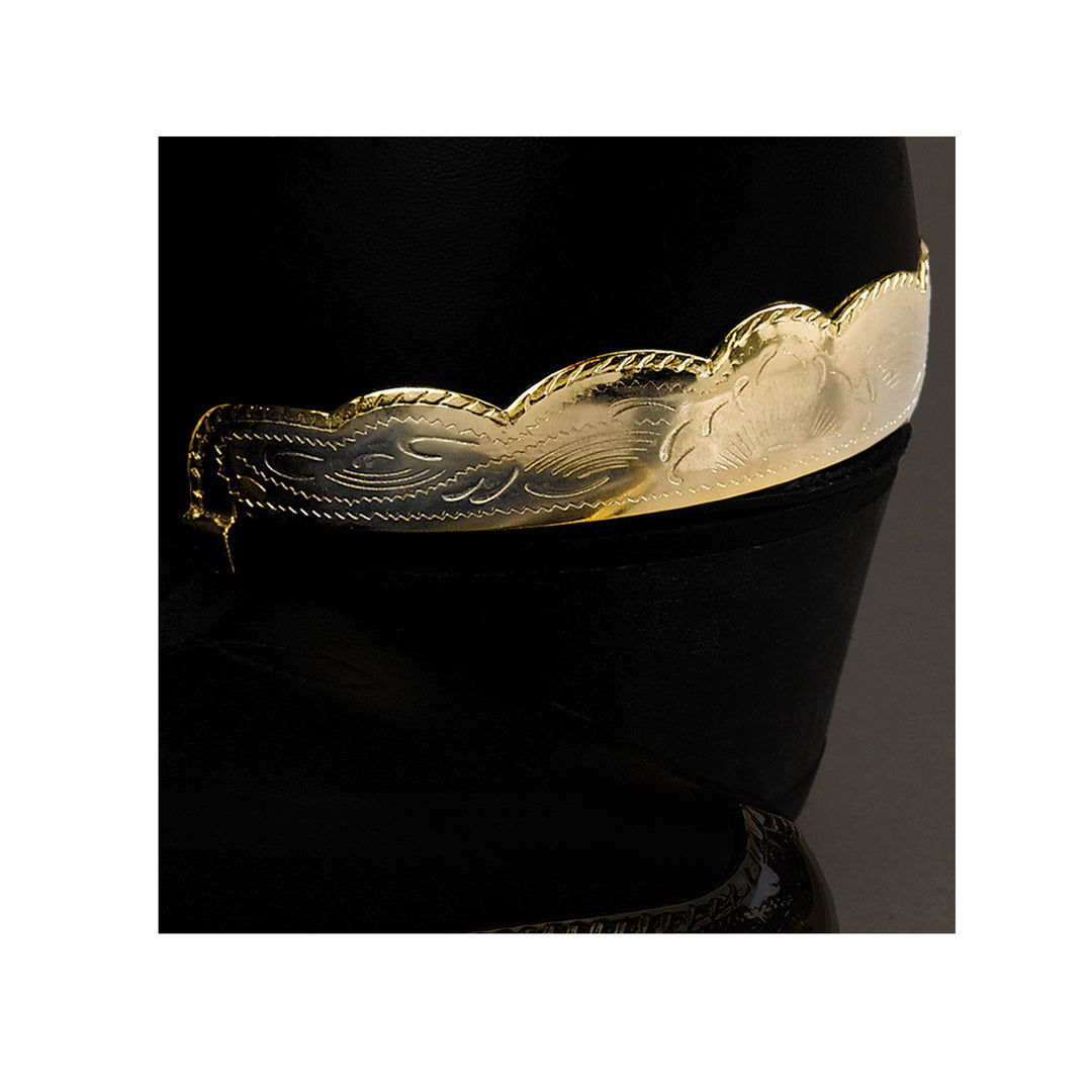 Engraved Brass Heel Guards with Scalloped Edges