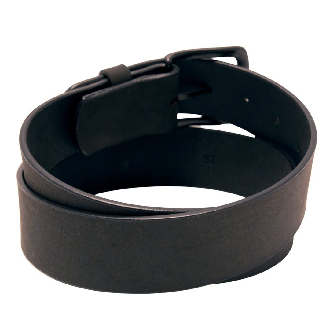 Core Western Top Grain Leather Plain Belt - Black