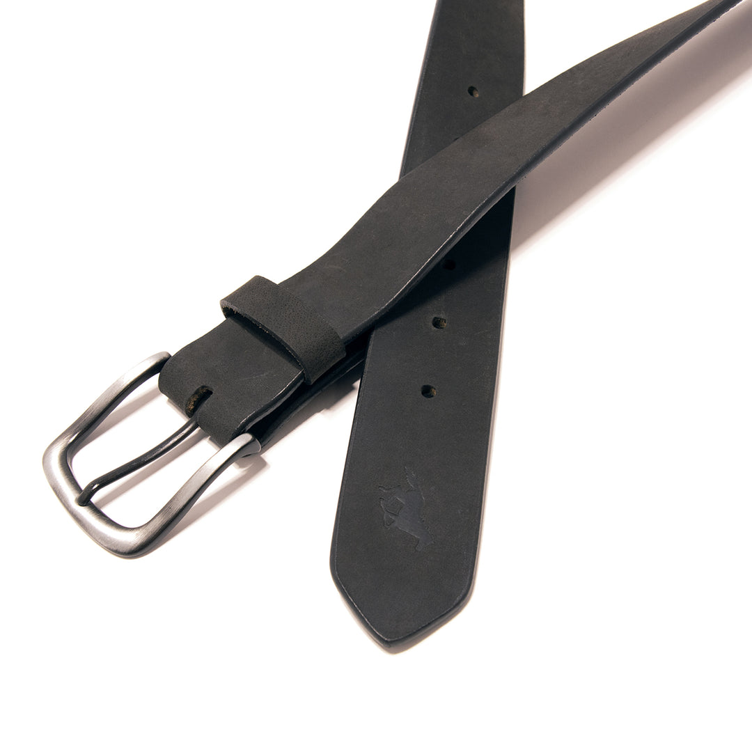 Core Western Top Grain Leather Plain Belt - Black