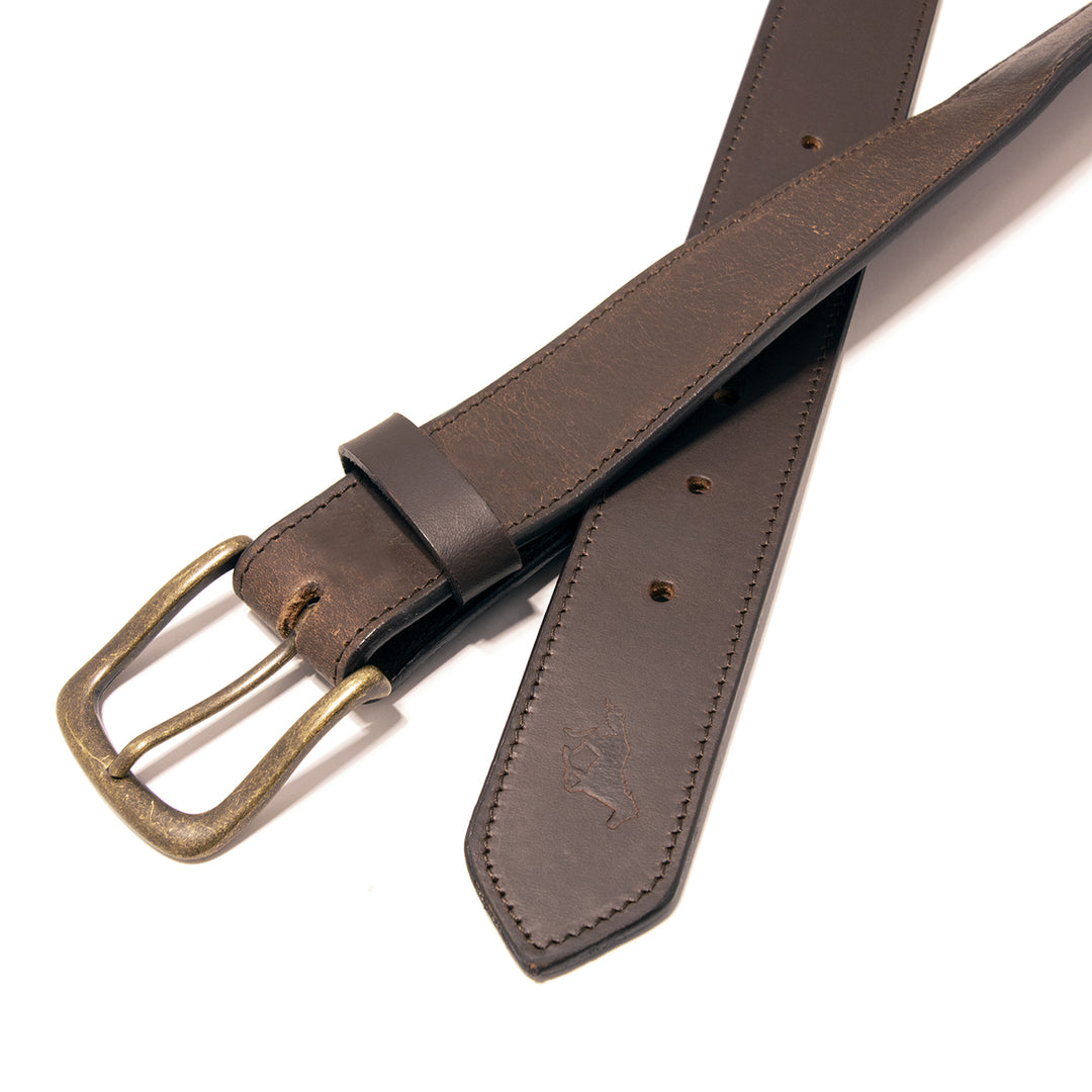 Core Western Top Grain Leather Belt, Triangle Design - Brown