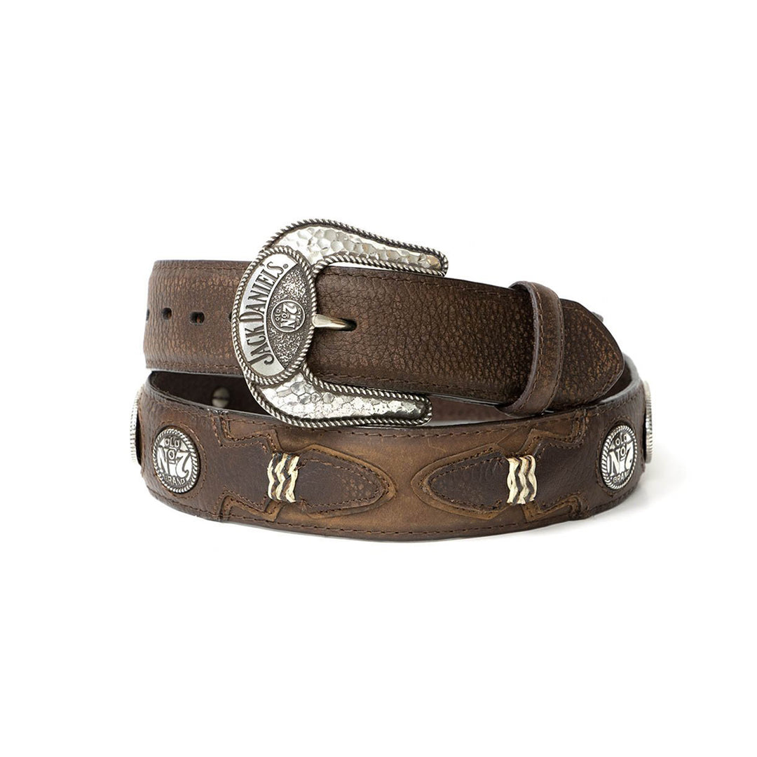 Brown Leather Belt, Silver Plated Jack Daniel&