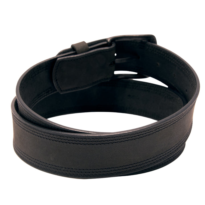 Core Western Top Grain Leather Belt, Double Stitch - Black