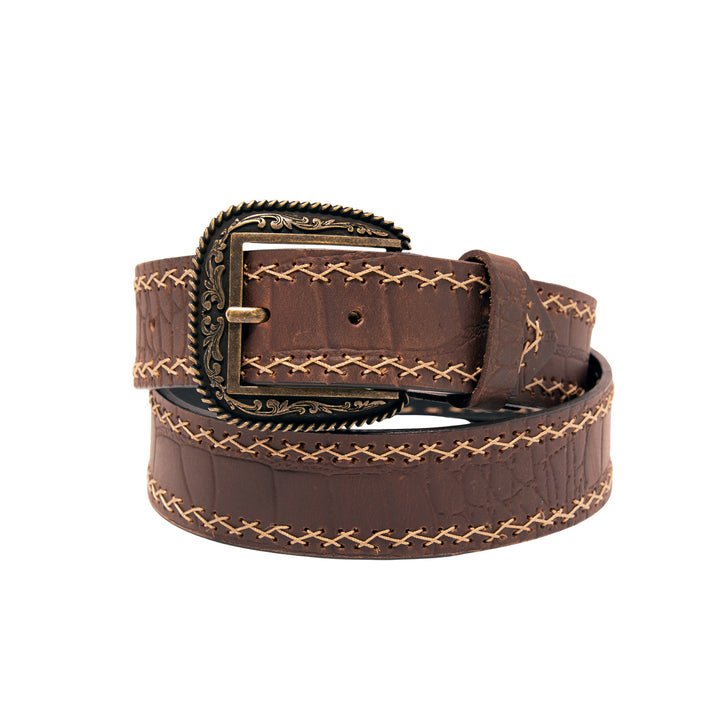 Gator Western Top Grain Leather Belt - Brown