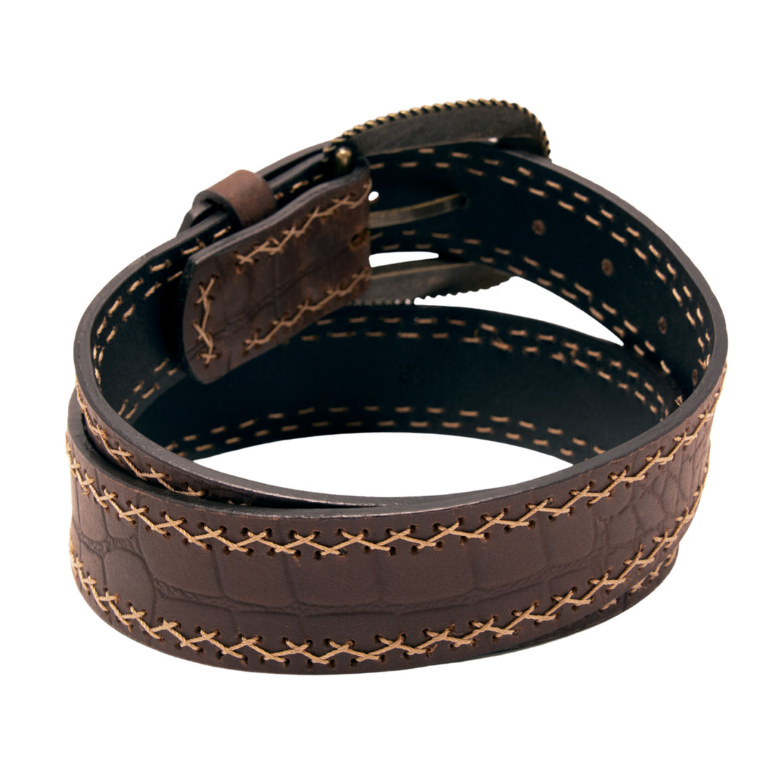 Gator Western Top Grain Leather Belt - Brown
